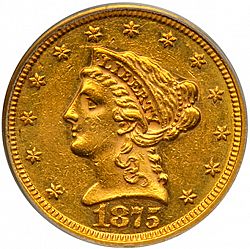 2.50 dollar 1875 Large Obverse coin