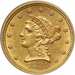2.50 dollar 1884 Large Obverse coin