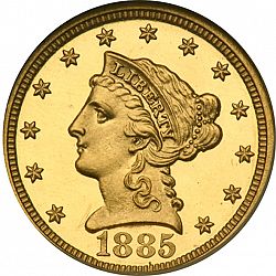2.50 dollar 1885 Large Obverse coin