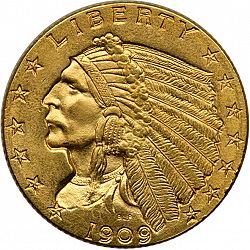 2.50 dollar 1909 Large Obverse coin