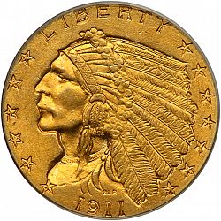 2.50 dollar 1911 Large Obverse coin