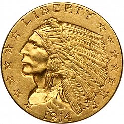 2.50 dollar 1914 Large Obverse coin