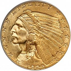 2.50 dollar 1925 Large Obverse coin