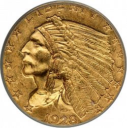 2.50 dollar 1928 Large Obverse coin