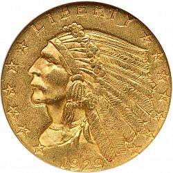 2.50 dollar 1929 Large Obverse coin