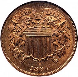 2 cent 1864 Large Obverse coin