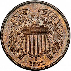 2 cent 1871 Large Obverse coin