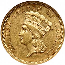 3 dollar 1854 Large Obverse coin