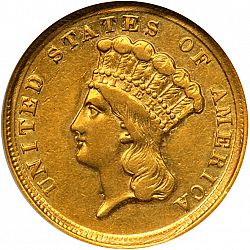 3 dollar 1854 Large Obverse coin