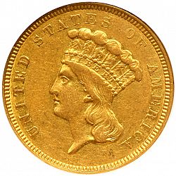 3 dollar 1854 Large Obverse coin