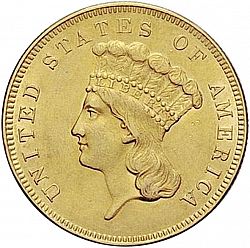 3 dollar 1855 Large Obverse coin