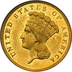 3 dollar 1856 Large Obverse coin