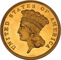 3 dollar 1857 Large Obverse coin