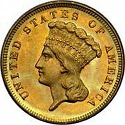 3 dollar 1868 Large Obverse coin