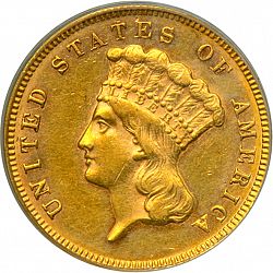 3 dollar 1870 Large Obverse coin