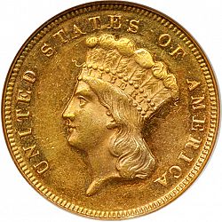 3 dollar 1873 Large Obverse coin