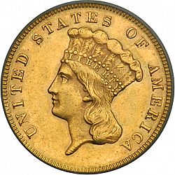 3 dollar 1874 Large Obverse coin