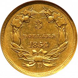 3 dollar 1854 Large Reverse coin