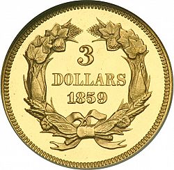 3 dollar 1859 Large Reverse coin