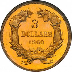 3 dollar 1860 Large Reverse coin