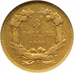 3 dollar 1860 Large Reverse coin