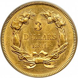 3 dollar 1861 Large Reverse coin
