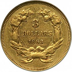 3 dollar 1863 Large Reverse coin