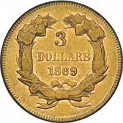 3 dollar 1869 Large Reverse coin