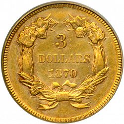 3 dollar 1870 Large Reverse coin
