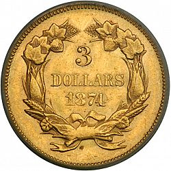 3 dollar 1874 Large Reverse coin