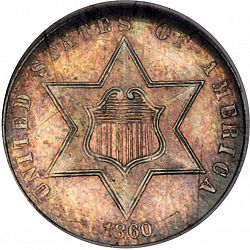 3 cent 1860 Large Obverse coin