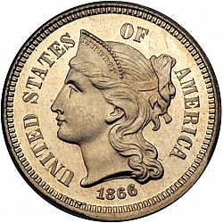 3 cent 1866 Large Obverse coin
