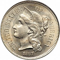 3 cent 1867 Large Obverse coin