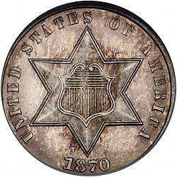 3 cent 1870 Large Obverse coin