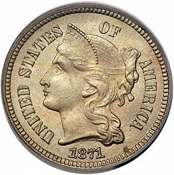 3 cent 1871 Large Obverse coin