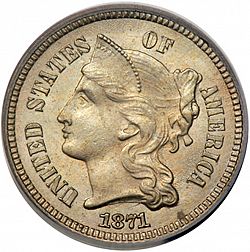 3 cent 1871 Large Obverse coin