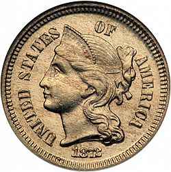 3 cent 1872 Large Obverse coin