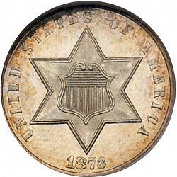 3 cent 1873 Large Obverse coin