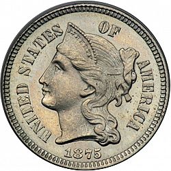 3 cent 1875 Large Obverse coin