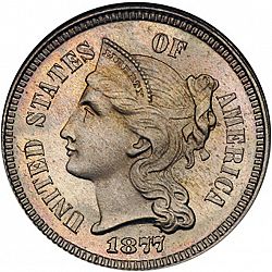 3 cent 1877 Large Obverse coin