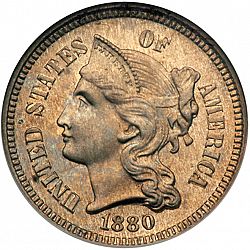 3 cent 1880 Large Obverse coin