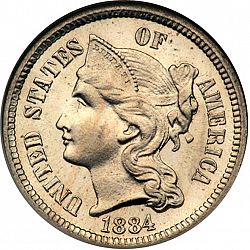 3 cent 1884 Large Obverse coin