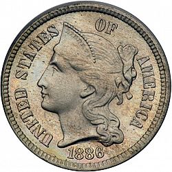 3 cent 1886 Large Obverse coin