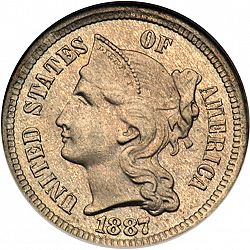 3 cent 1887 Large Obverse coin
