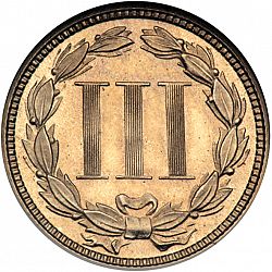 3 cent 1870 Large Reverse coin
