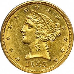 5 dollar 1843 Large Obverse coin