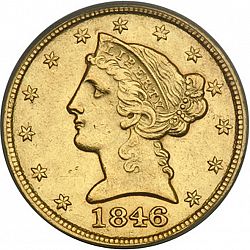 5 dollar 1846 Large Obverse coin