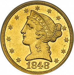 5 dollar 1848 Large Obverse coin