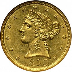 5 dollar 1850 Large Obverse coin