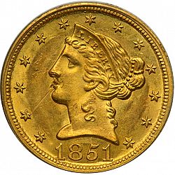 5 dollar 1851 Large Obverse coin